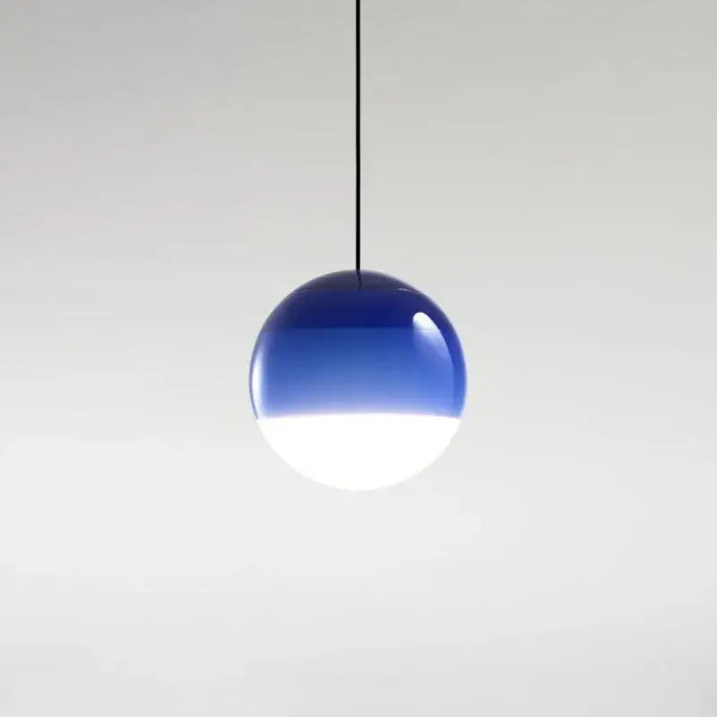 Modern green and white glass ball led pendant features a sleek blue to white gradient decorbites glass ball for dining room lighting