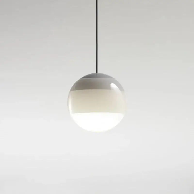 Modern green and white glass ball led pendant light with two-tone matte gray and translucent white glass for dining room decorbites glass ball ball led pendant