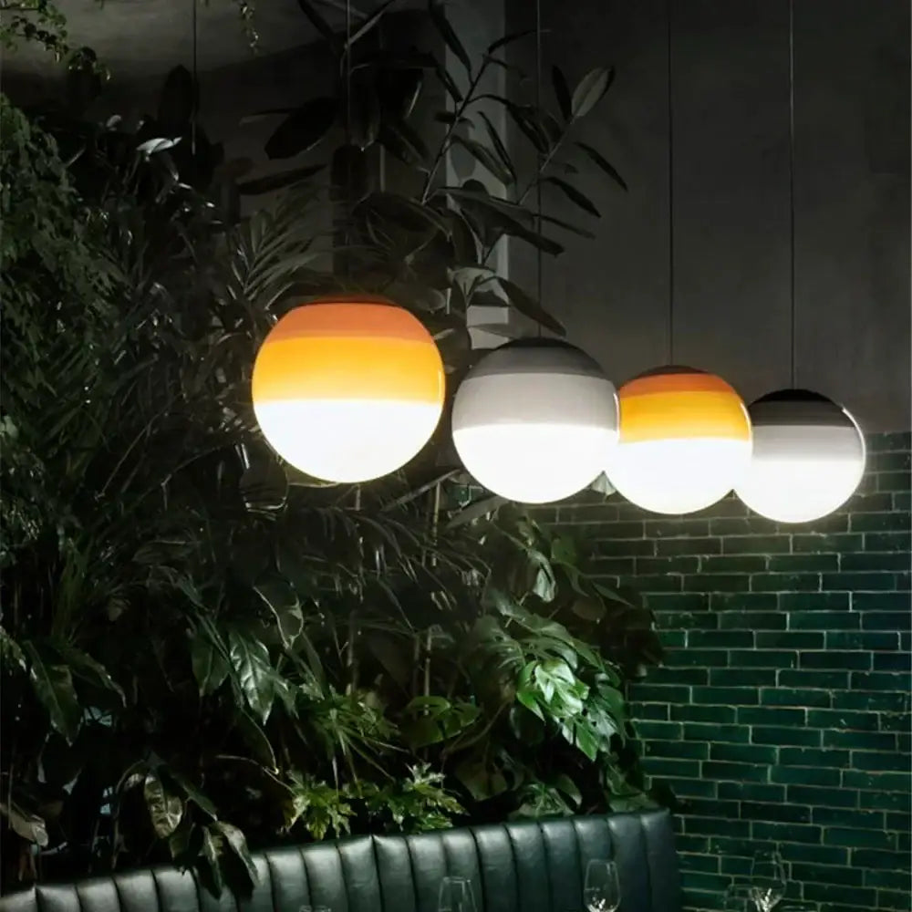 Modern green and white decorbites glass ball led pendant with gradient finish for dining room lighting decor