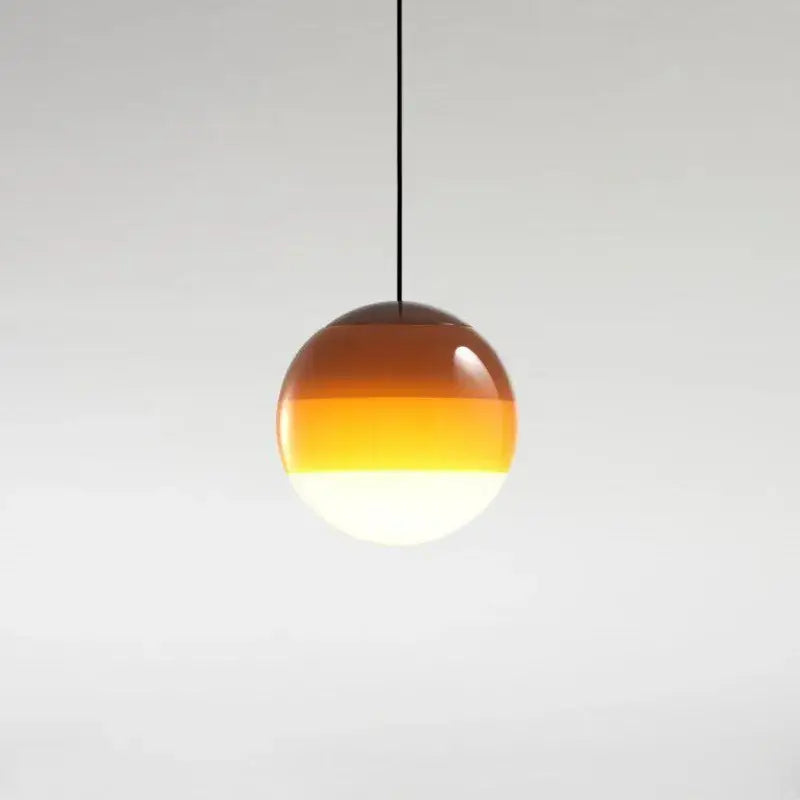 Modern green and white glass ball led pendant with amber to warm yellow glass for dining room decorbites lighting