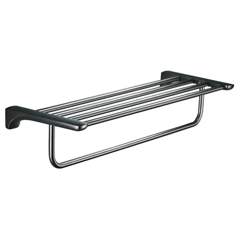 Modern grey bathroom accessories set with black matte stainless steel towel rack featuring four parallel bars for decorbites grey bathroom