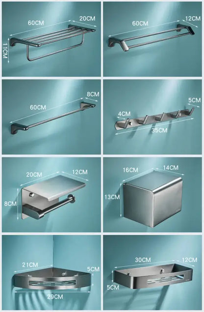 Stainless steel towel rack with sleek brushed finish in decorbites grey bathroom accessories set for modern bathroom decor