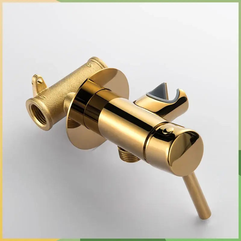 Modern grey brass bidet spray with gold-finished brass shower faucet and integrated handle for decorbites brass bidet use