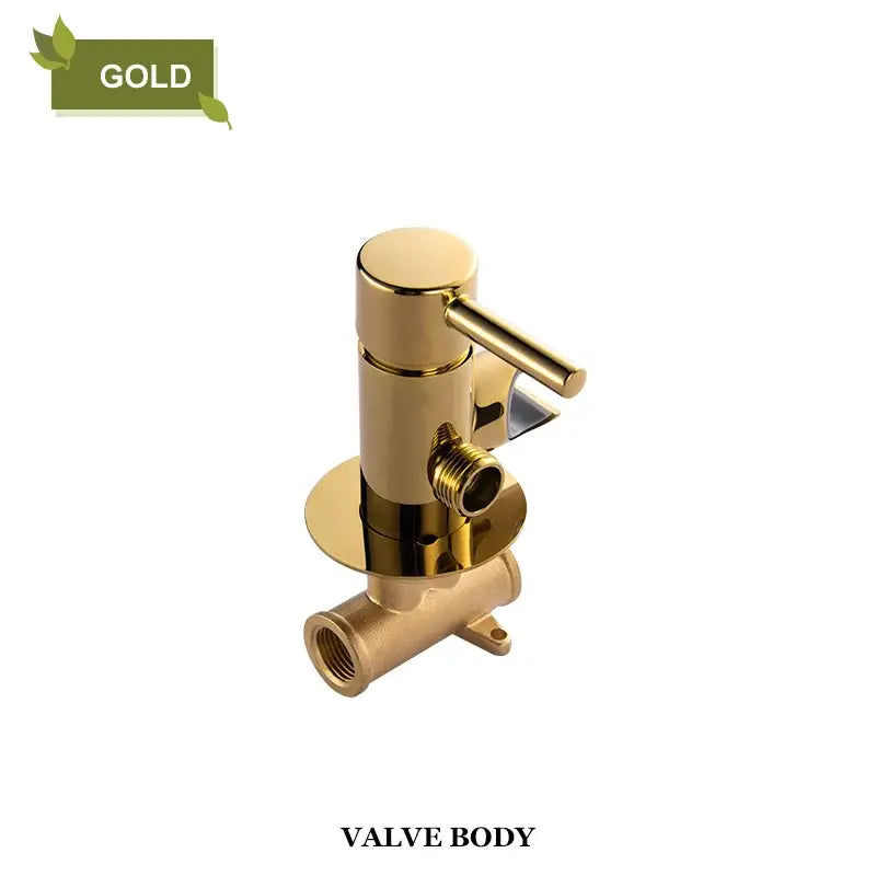 Modern grey brass bidet spray valve with gold-finished brass body and threaded connections for decorbites brass bidet