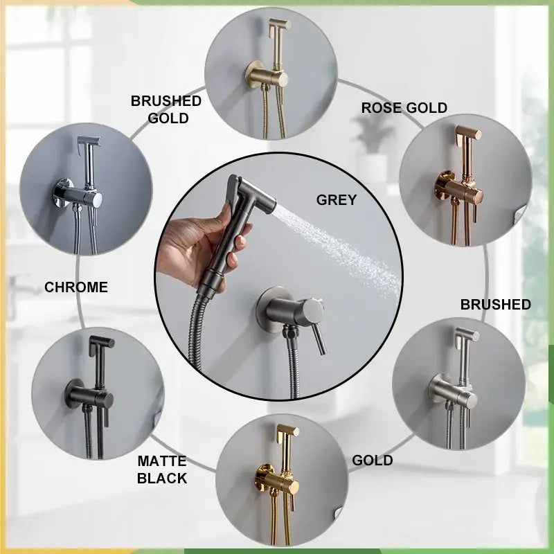 Modern grey brass bidet spray with sleek design and flexible hose for bathroom hot cold mixer valve decorbites brass bidet