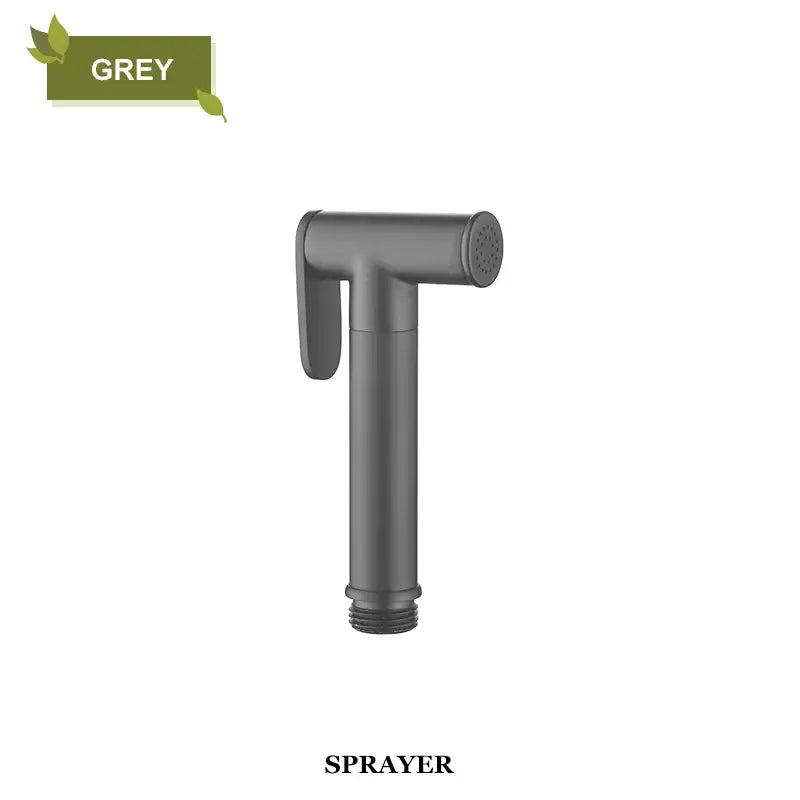 Modern grey brass bidet spray with a sleek metallic handheld design and textured nozzle for decorbites brass bidet use