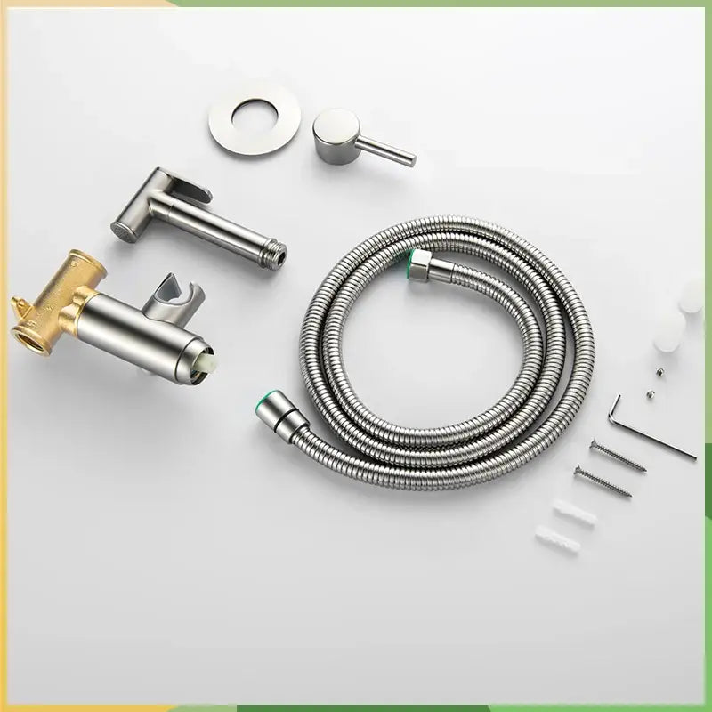 Modern grey brass bidet spray kit with stainless steel and brass flexible hose for bathroom hot cold mixer valve decorbites brass bidet