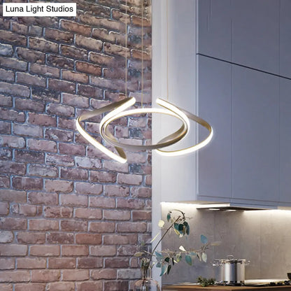 Lámpara de araña moderna gris con pantalla acrílica ondulada - Lámpara colgante para comedor de 3/5/6 luces (luz blanca/cálida)