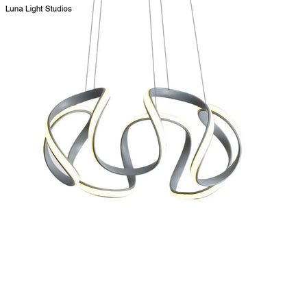 Lámpara de araña moderna gris con pantalla acrílica ondulada - Lámpara colgante para comedor de 3/5/6 luces (luz blanca/cálida)