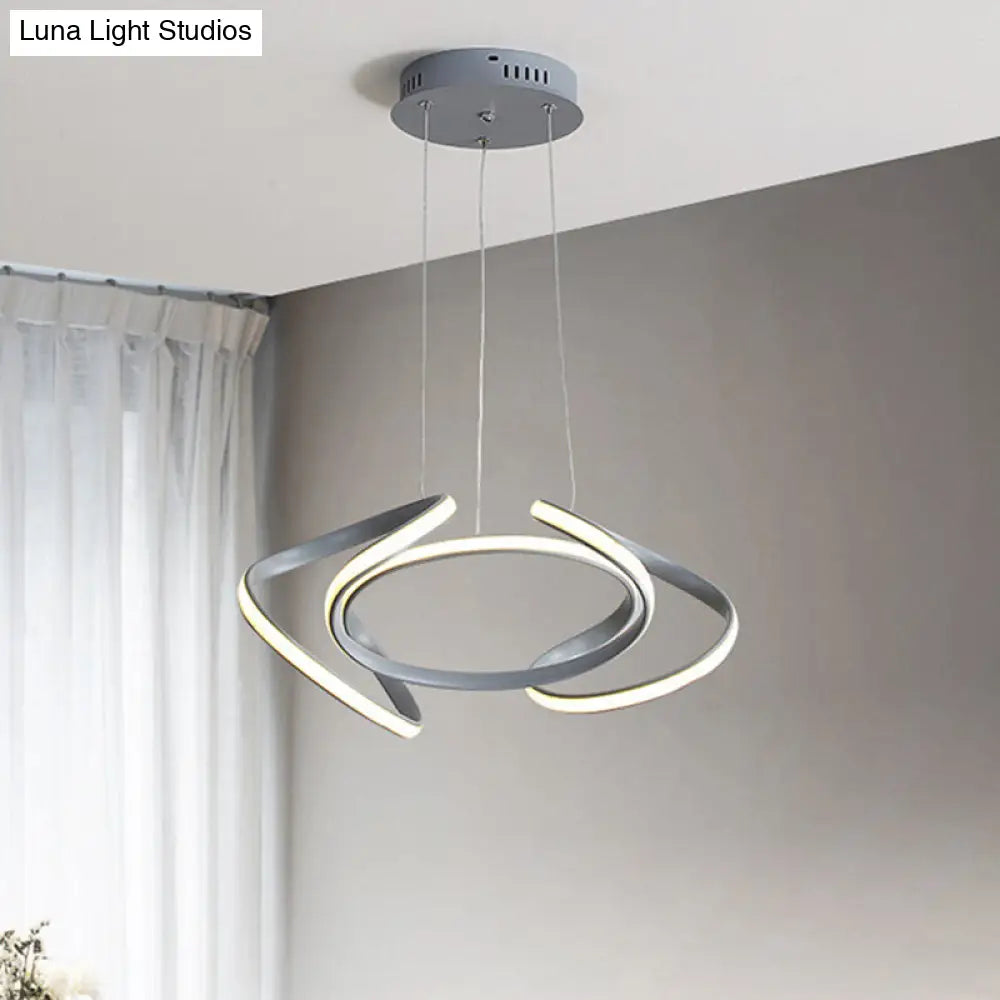 Lámpara de araña moderna gris con pantalla acrílica ondulada - Lámpara colgante para comedor de 3/5/6 luces (luz blanca/cálida)