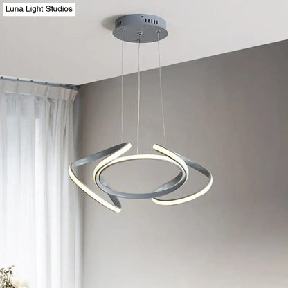 Lámpara de araña moderna gris con pantalla acrílica ondulada - Lámpara colgante para comedor de 3/5/6 luces (luz blanca/cálida)