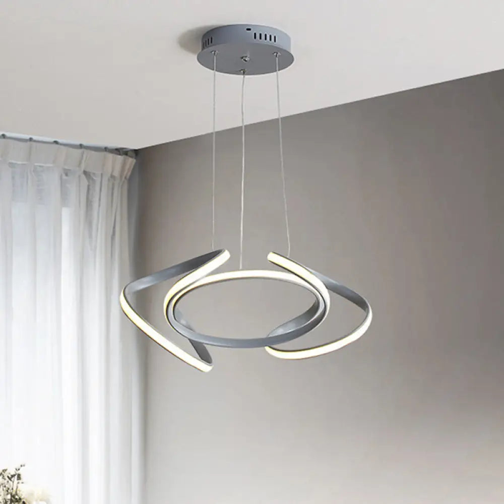 Lámpara de araña moderna gris con pantalla acrílica ondulada - Lámpara colgante para comedor de 3/5/6 luces (luz blanca/cálida)