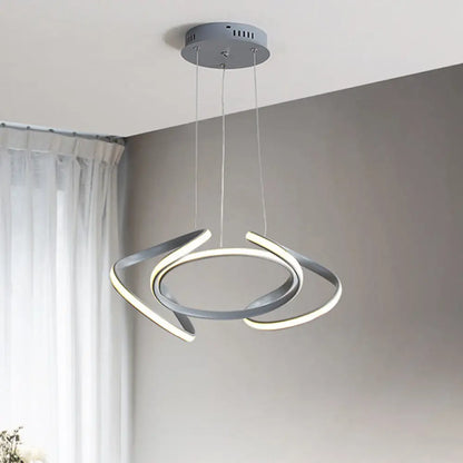 Lámpara de araña moderna gris con pantalla acrílica ondulada - Lámpara colgante para comedor de 3/5/6 luces (luz blanca/cálida)