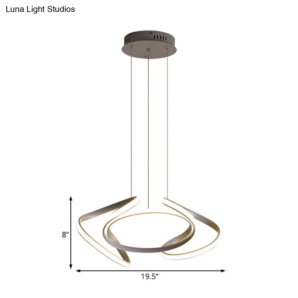 Lámpara de araña moderna gris con pantalla acrílica ondulada - Lámpara colgante para comedor de 3/5/6 luces (luz blanca/cálida)