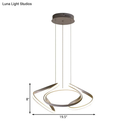 Lámpara de araña moderna gris con pantalla acrílica ondulada - Lámpara colgante para comedor de 3/5/6 luces (luz blanca/cálida)