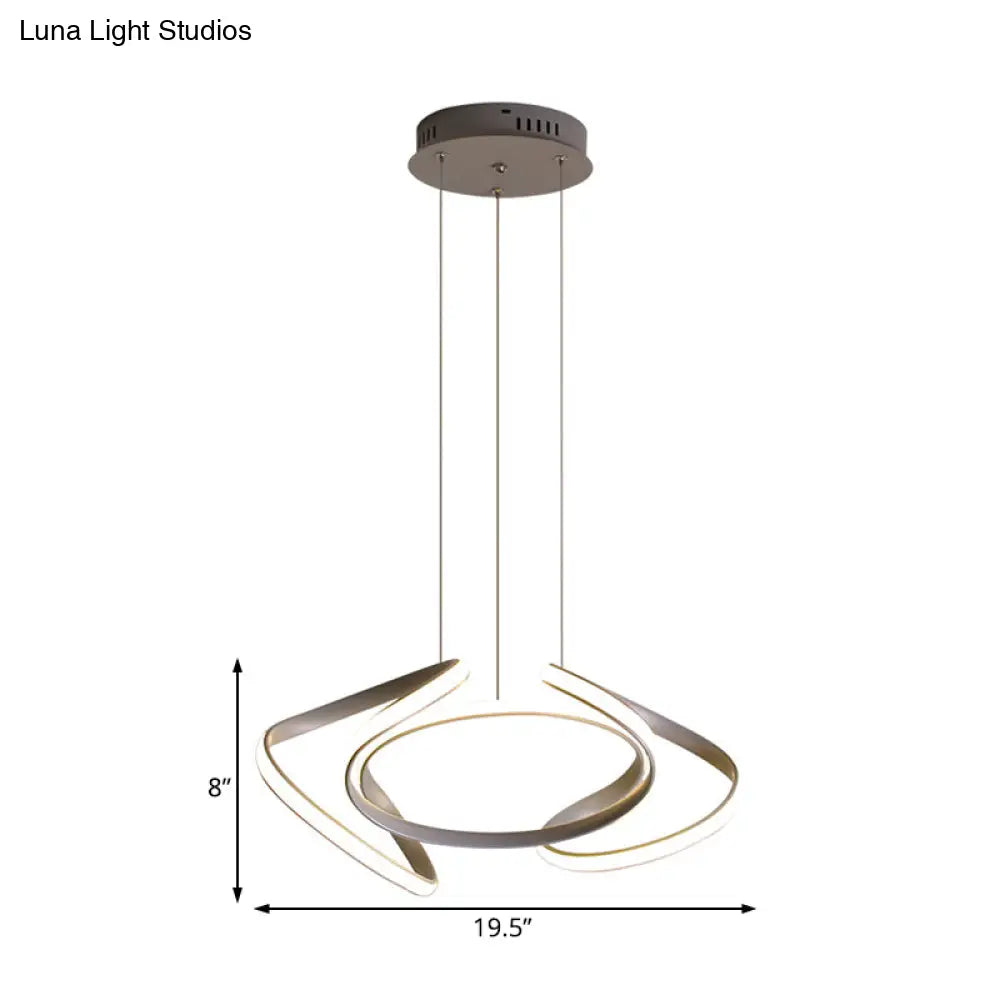 Lámpara de araña moderna gris con pantalla acrílica ondulada - Lámpara colgante para comedor de 3/5/6 luces (luz blanca/cálida)