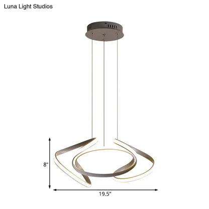 Lámpara de araña moderna gris con pantalla acrílica ondulada - Lámpara colgante para comedor de 3/5/6 luces (luz blanca/cálida)