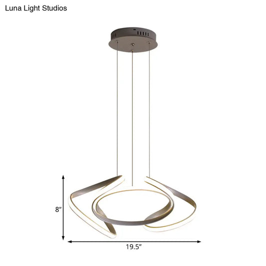 Lámpara de araña moderna gris con pantalla acrílica ondulada - Lámpara colgante para comedor de 3/5/6 luces (luz blanca/cálida)