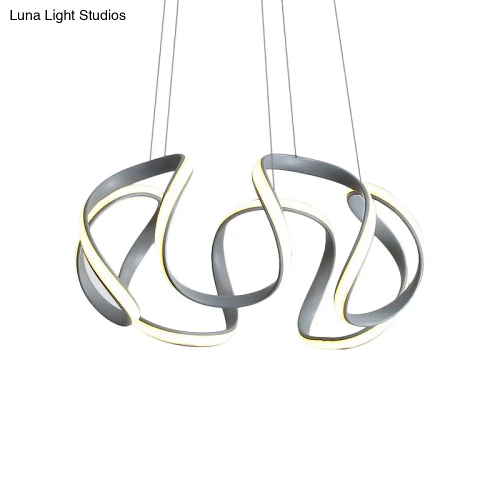 Lámpara de araña moderna gris con pantalla acrílica ondulada - Lámpara colgante para comedor de 3/5/6 luces (luz blanca/cálida)