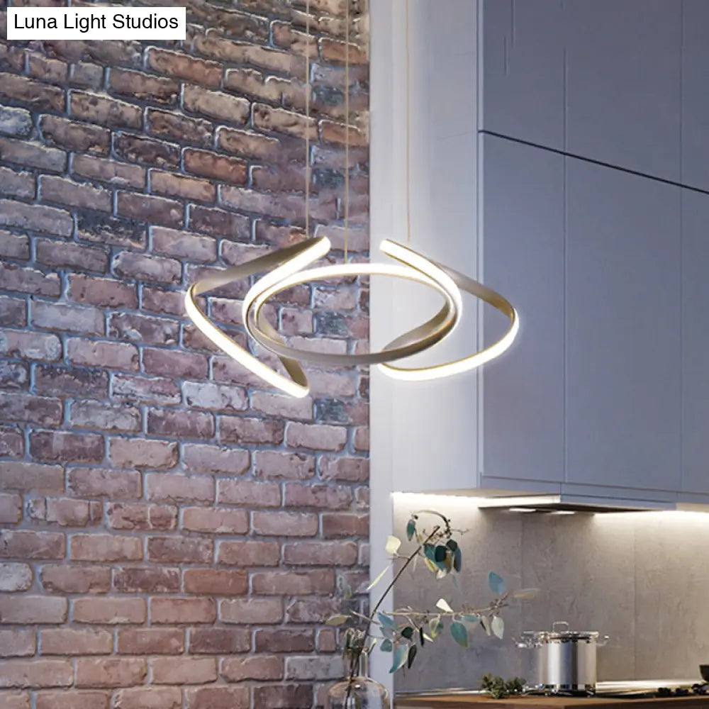 Lámpara de araña moderna gris con pantalla acrílica ondulada - Lámpara colgante para comedor de 3/5/6 luces (luz blanca/cálida)