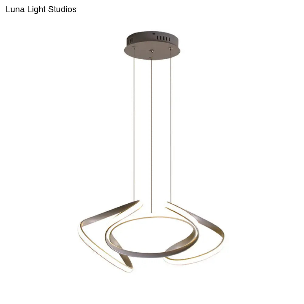 Lámpara de araña moderna gris con pantalla acrílica ondulada - Lámpara colgante para comedor de 3/5/6 luces (luz blanca/cálida)