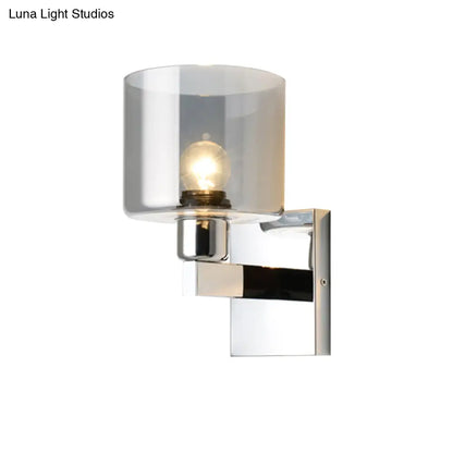 DecorBites™ DecorBites™ Modern Grey Glass Wall Sconce with Chrome Finish and Optional Switch