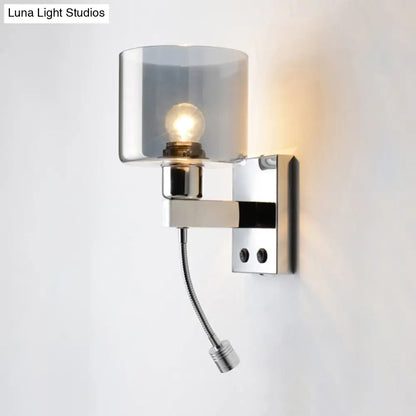 DecorBites™ DecorBites™ Modern Grey Glass Wall Sconce with Chrome Finish and Optional Switch