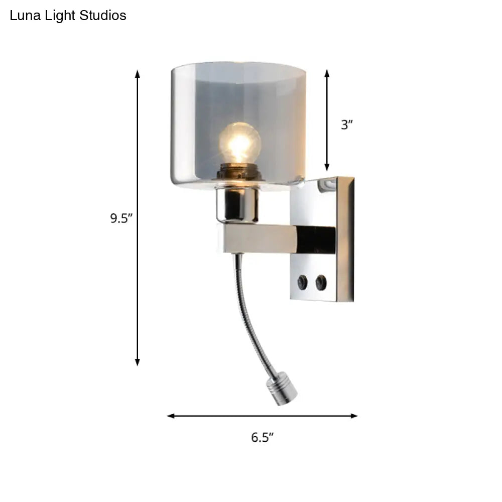 DecorBites™ DecorBites™ Modern Grey Glass Wall Sconce with Chrome Finish and Optional Switch