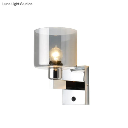 DecorBites™ DecorBites™ Modern Grey Glass Wall Sconce with Chrome Finish and Optional Switch