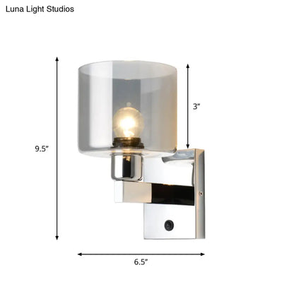DecorBites™ DecorBites™ Modern Grey Glass Wall Sconce with Chrome Finish and Optional Switch