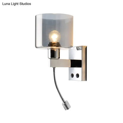 DecorBites™ DecorBites™ Modern Grey Glass Wall Sconce with Chrome Finish and Optional Switch