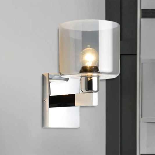 DecorBites™ DecorBites™ Modern Grey Glass Wall Sconce with Chrome Finish and Optional Switch