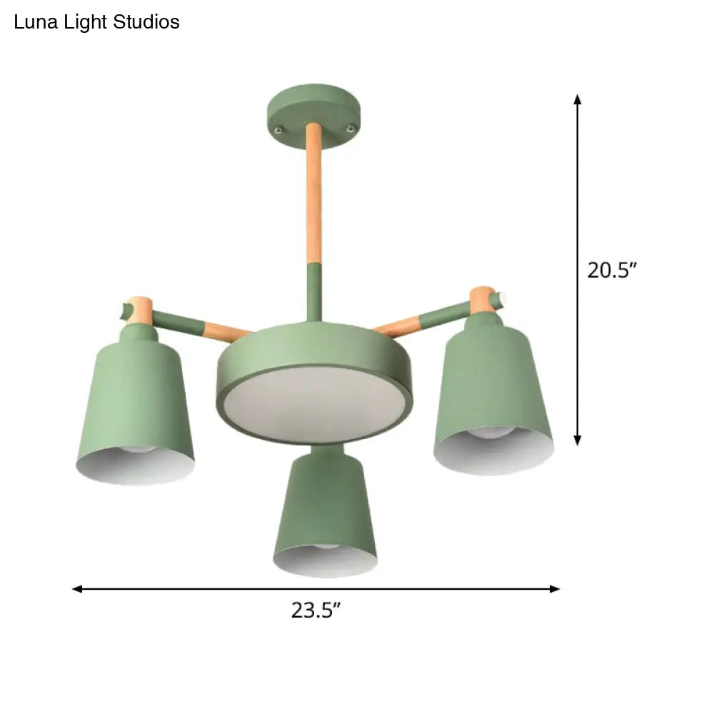 Lámpara de techo colgante moderna gris/verde con forma de barril | 3/5 bombillas | Metal | Diseño radial