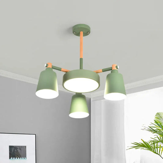 Lámpara de techo colgante moderna gris/verde con forma de barril | 3/5 bombillas | Metal | Diseño radial