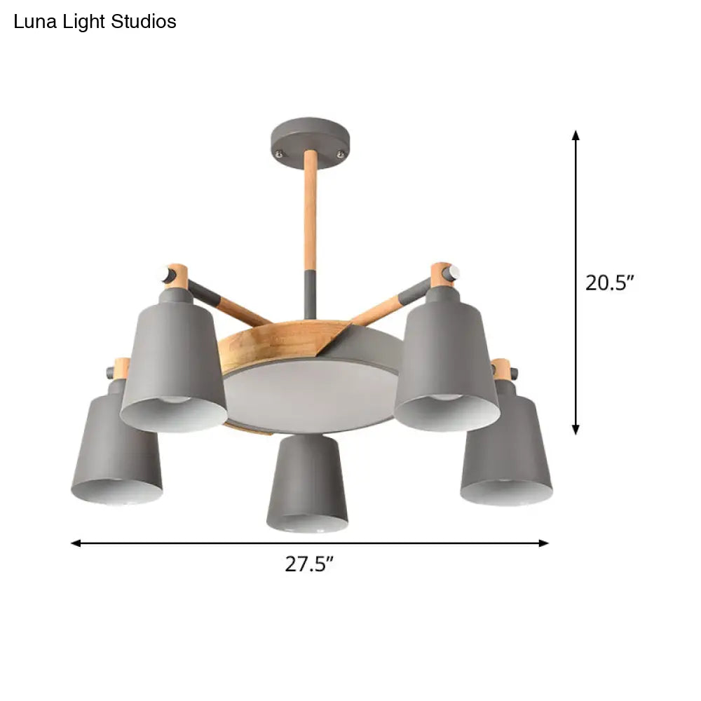 Lámpara de techo colgante moderna gris/verde con forma de barril | 3/5 bombillas | Metal | Diseño radial
