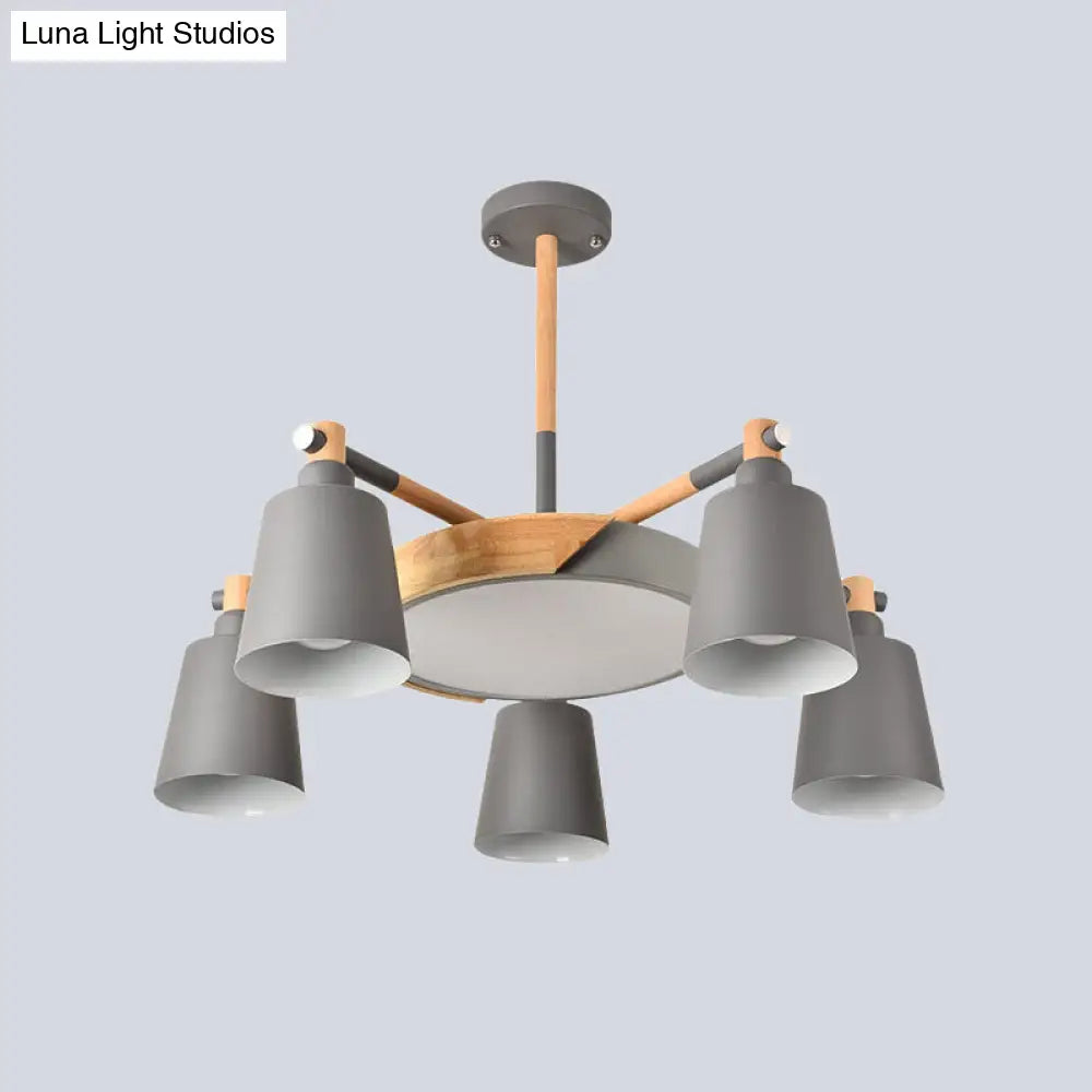 Lámpara de techo colgante moderna gris/verde con forma de barril | 3/5 bombillas | Metal | Diseño radial