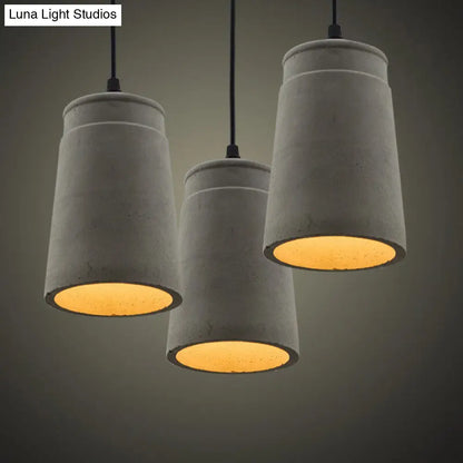 Modern Grey Horn Suspended Lighting Fixture - Simplicity 1-Light Cement Hanging Light for Restaurants