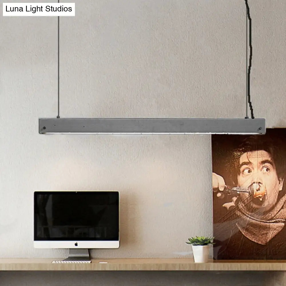 Modern Grey Linear Pendant Light - Simplicity Cement, 1 Head Hanging Lamp for Dining Room Ceiling