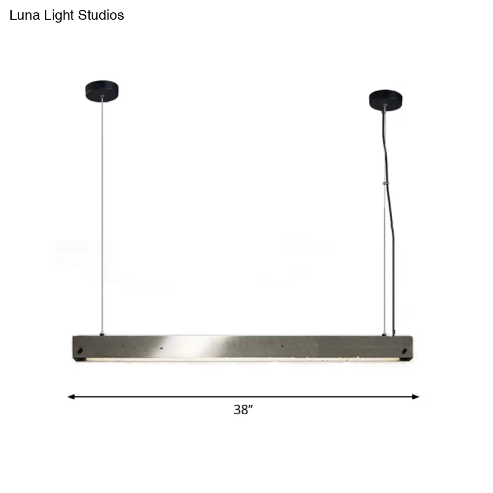 Modern Grey Linear Pendant Light - Simplicity Cement, 1 Head Hanging Lamp for Dining Room Ceiling