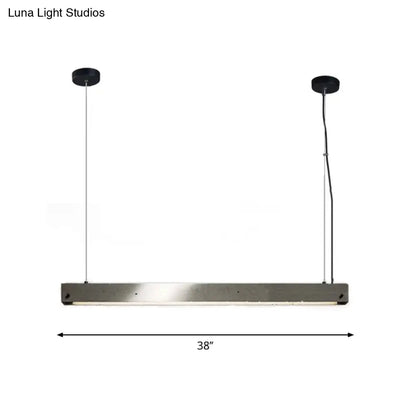 Modern Grey Linear Pendant Light - Simplicity Cement, 1 Head Hanging Lamp for Dining Room Ceiling