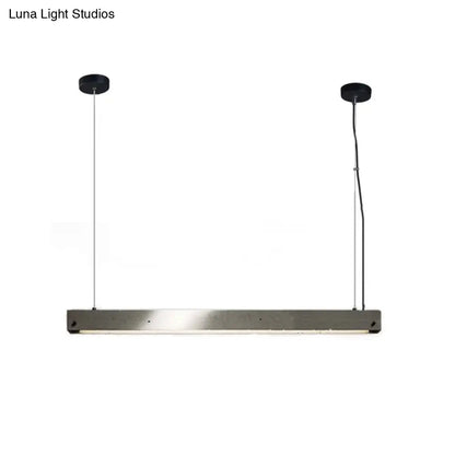 Modern Grey Linear Pendant Light - Simplicity Cement, 1 Head Hanging Lamp for Dining Room Ceiling