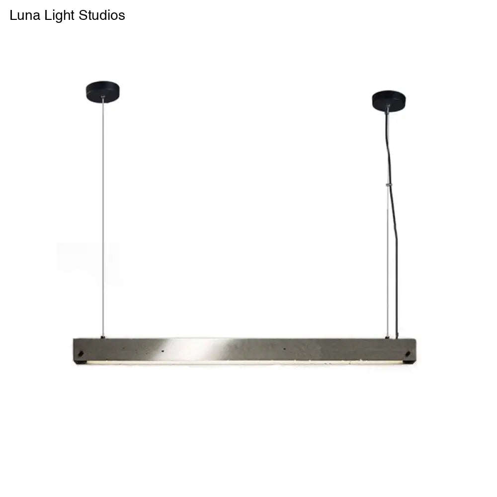 Modern Grey Linear Pendant Light - Simplicity Cement, 1 Head Hanging Lamp for Dining Room Ceiling