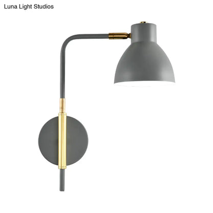 DecorBites™ DecorBites™ Modern Grey Metal Bowl Wall Lamp with Swing Arm - 1 Head Sconce Light Fixture