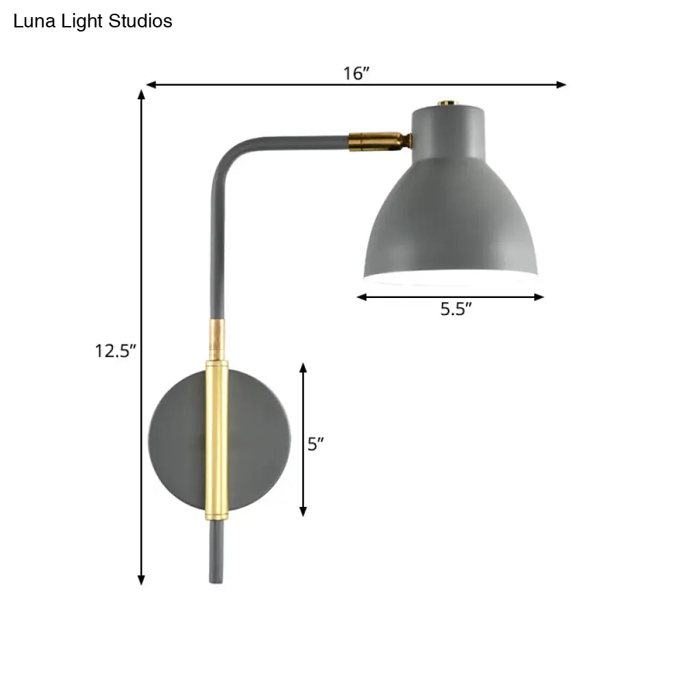 DecorBites™ DecorBites™ Modern Grey Metal Bowl Wall Lamp with Swing Arm - 1 Head Sconce Light Fixture