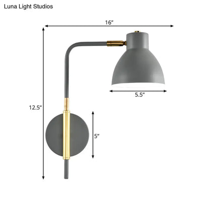 DecorBites™ DecorBites™ Modern Grey Metal Bowl Wall Lamp with Swing Arm - 1 Head Sconce Light Fixture