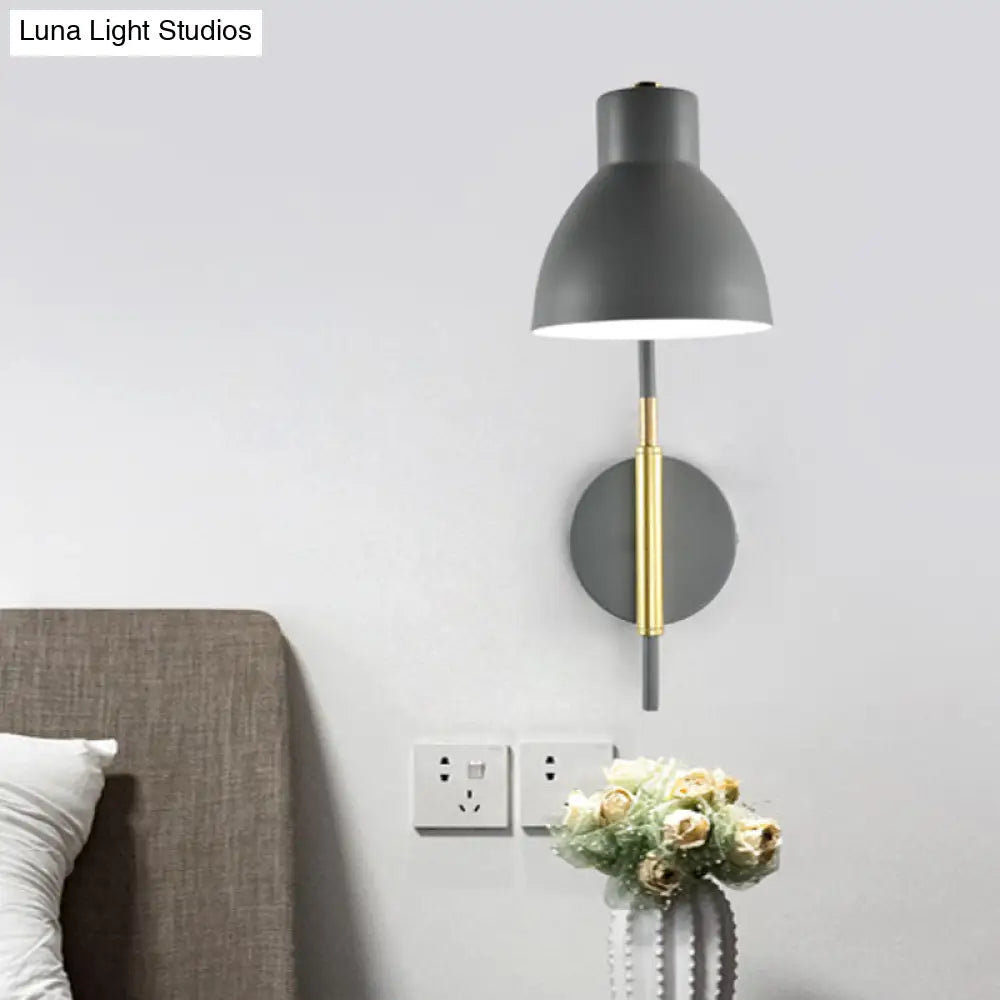 DecorBites™ DecorBites™ Modern Grey Metal Bowl Wall Lamp with Swing Arm - 1 Head Sconce Light Fixture