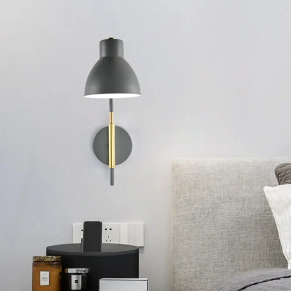 DecorBites™ DecorBites™ Modern Grey Metal Bowl Wall Lamp with Swing Arm - 1 Head Sconce Light Fixture