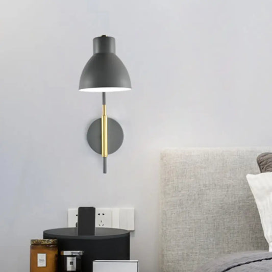 DecorBites™ DecorBites™ Modern Grey Metal Bowl Wall Lamp with Swing Arm - 1 Head Sconce Light Fixture