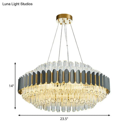 Lámpara de techo colgante tubular gris moderna: lámpara de techo de cristal prismático de 12 luces