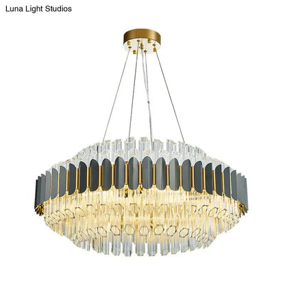 Lámpara de techo colgante tubular gris moderna: lámpara de techo de cristal prismático de 12 luces